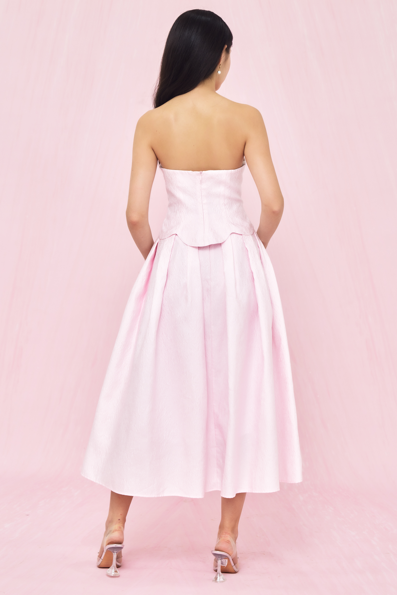 Francena Pink Flower Jacquard Skirt