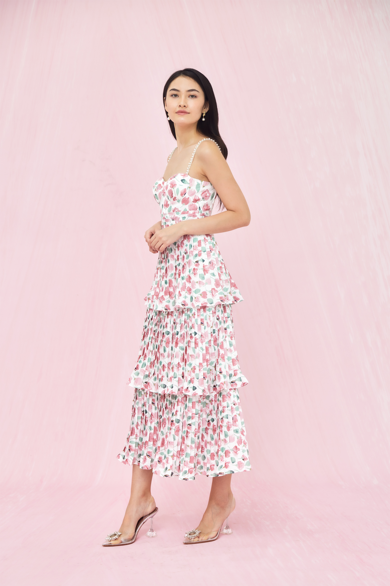 Genieve Watercolour Flower Long Dress