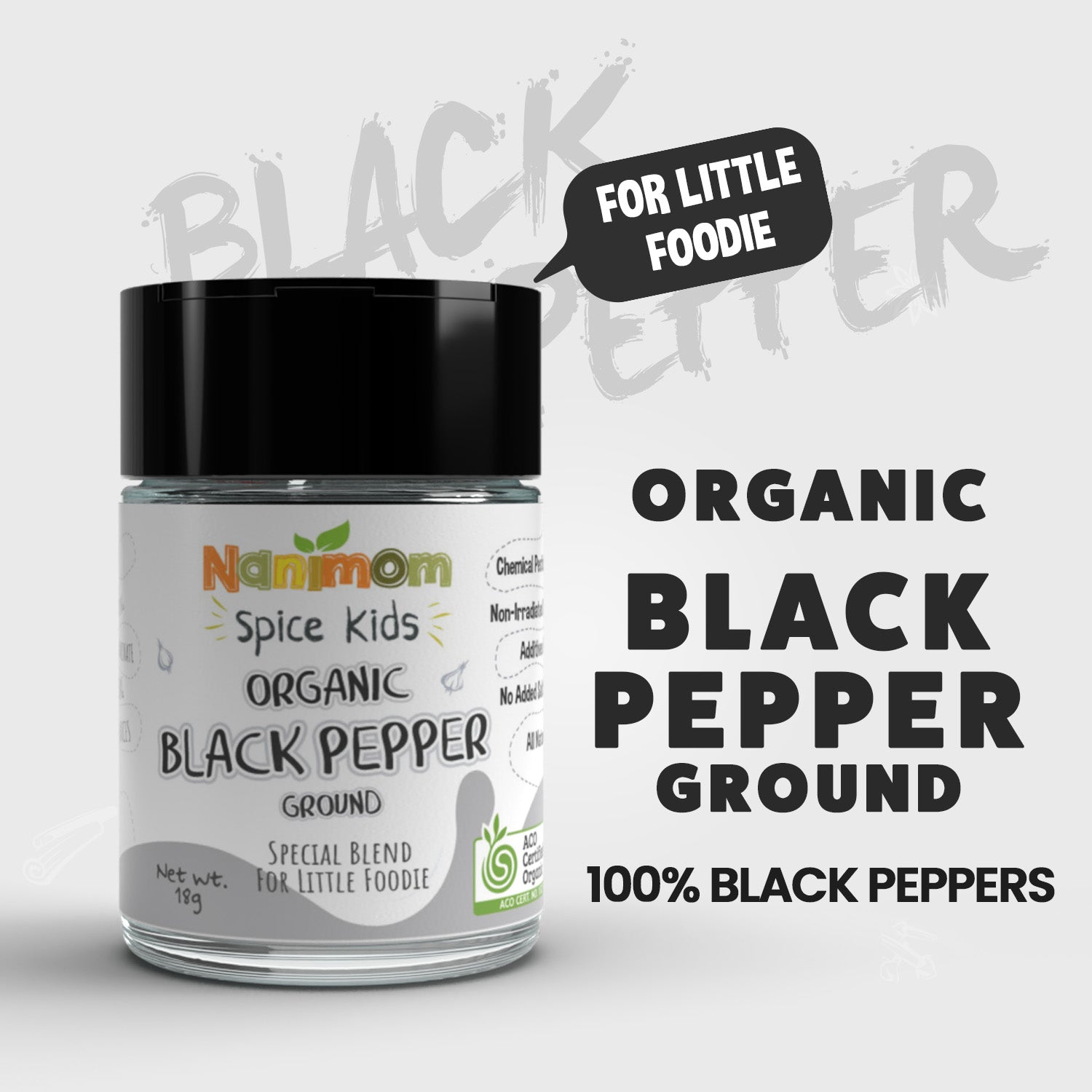 Nanimom Spice Kids Organic Black Pepper Ground 25g
