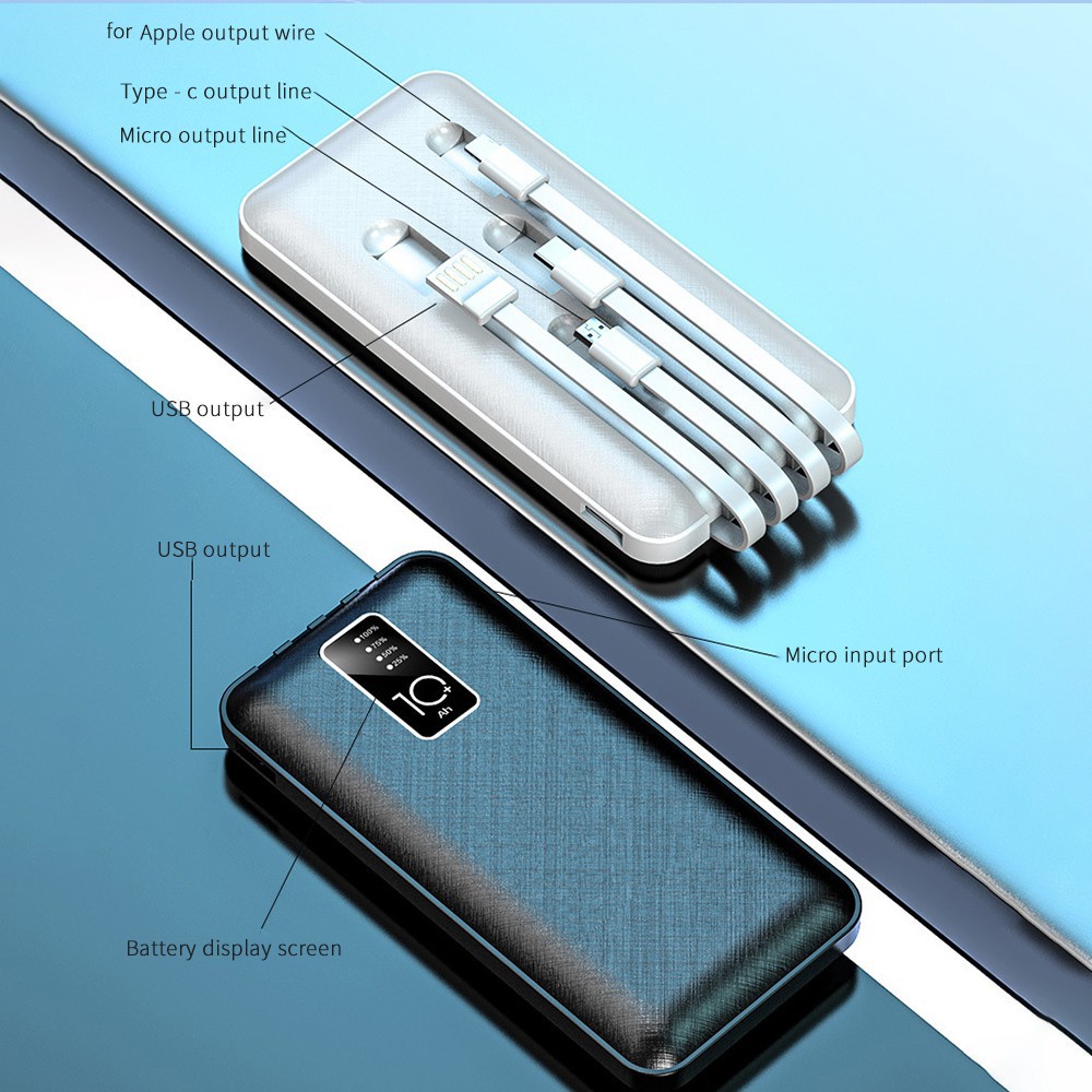 DIGINUT - PX07 10000mAh Built-In Cables Power bank/ iP/ Type-C/ Samsung/ Fast Charging