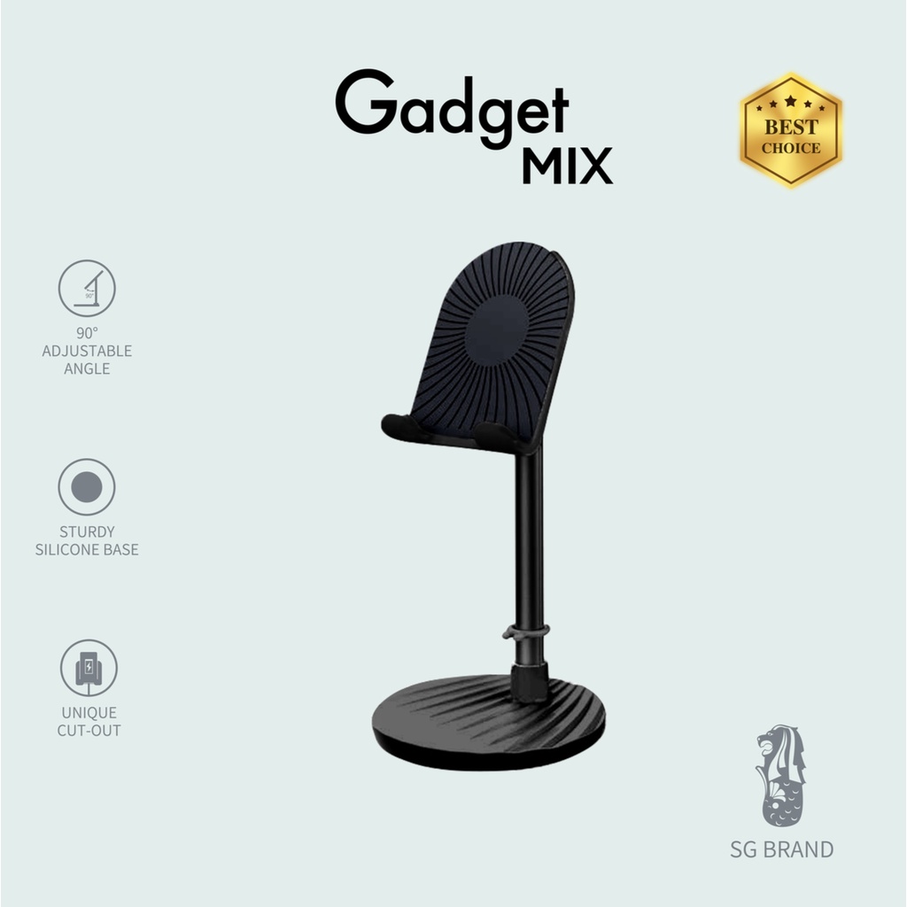 DIGINUT - DJ-15 Phone & Tablet Extendable Table Stand Black/Retractable Holder/90 Degree Adjustable angle