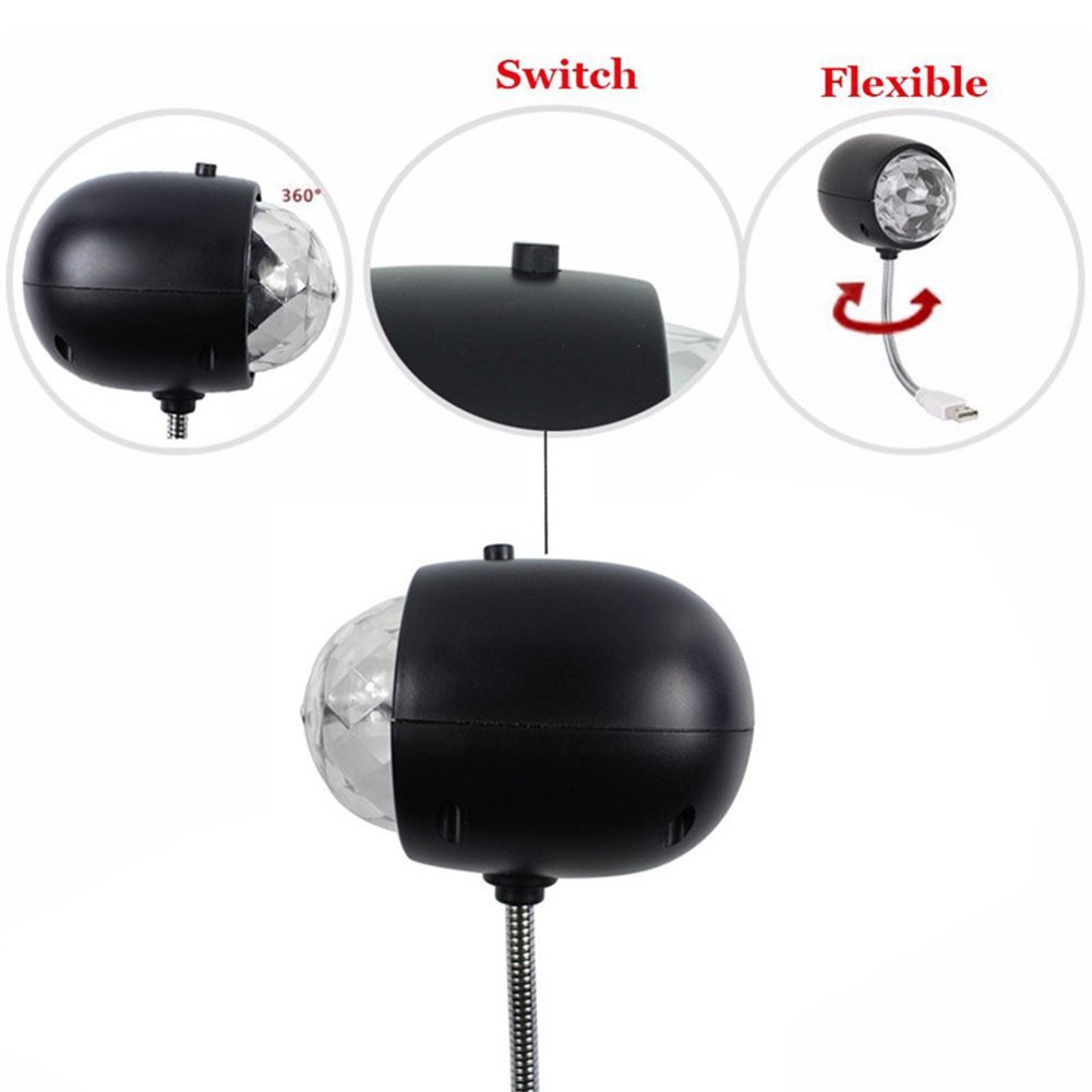 DIGINUT USB LED Light Disco/ RGB 2 in 1 Stage Light/ 7 Mini Rotating Crystal/ 360 degreee rotation