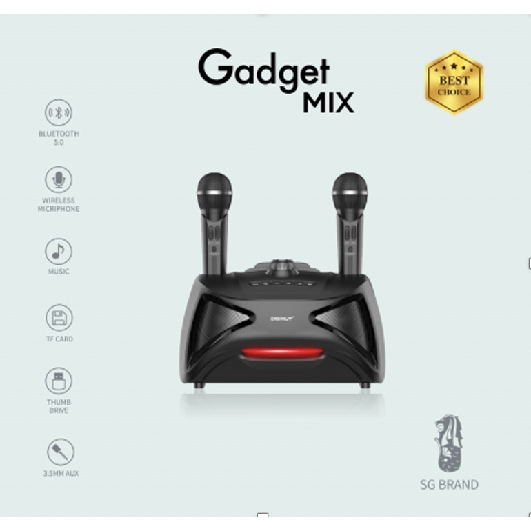 DIGINUT - DK-200 Karaoke Speaker With Microphones/ Bluetooth Version: 5.0