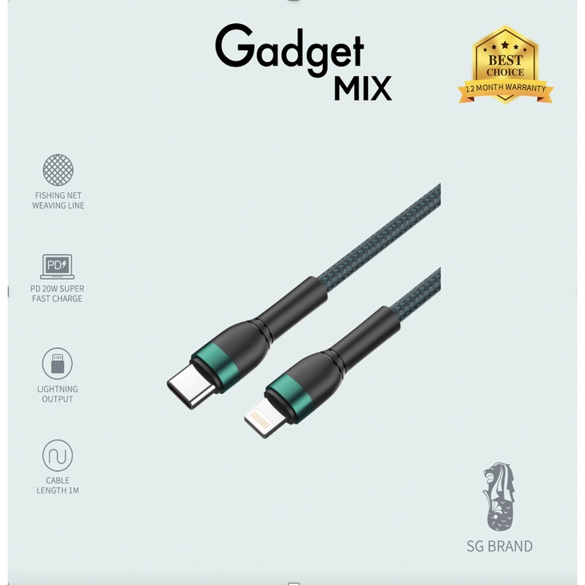 DIGINUT - BC-1010L Type-C To Lightning Data Cable PD 1M/20W Dark Green/ Fast Charging/ Data Transfer