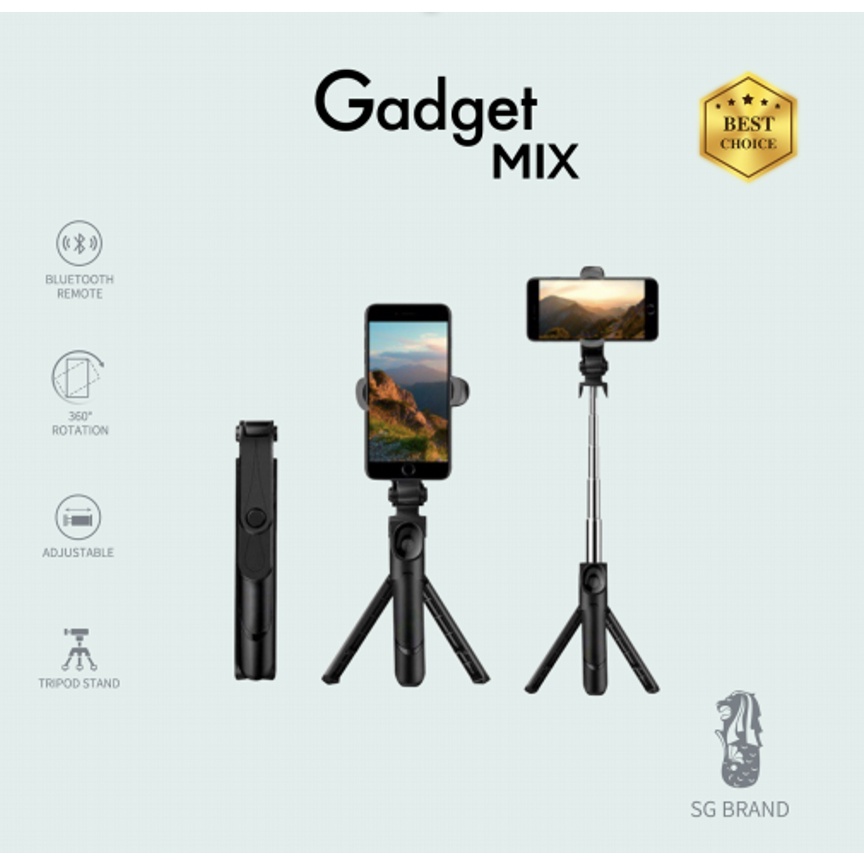 Diginut - XT-09 Selfie Stick with Bluetooth Shutter/ 360 Degrees Rotation/ Bluetooth Shutter Release