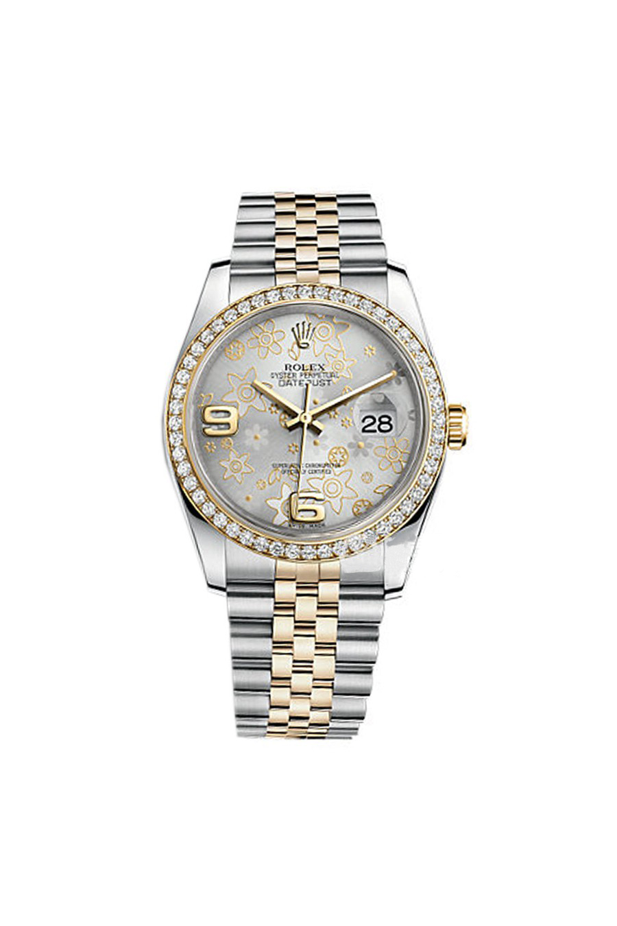 Rolex Datejust Series 116243 Silver Flower Diagram Watch