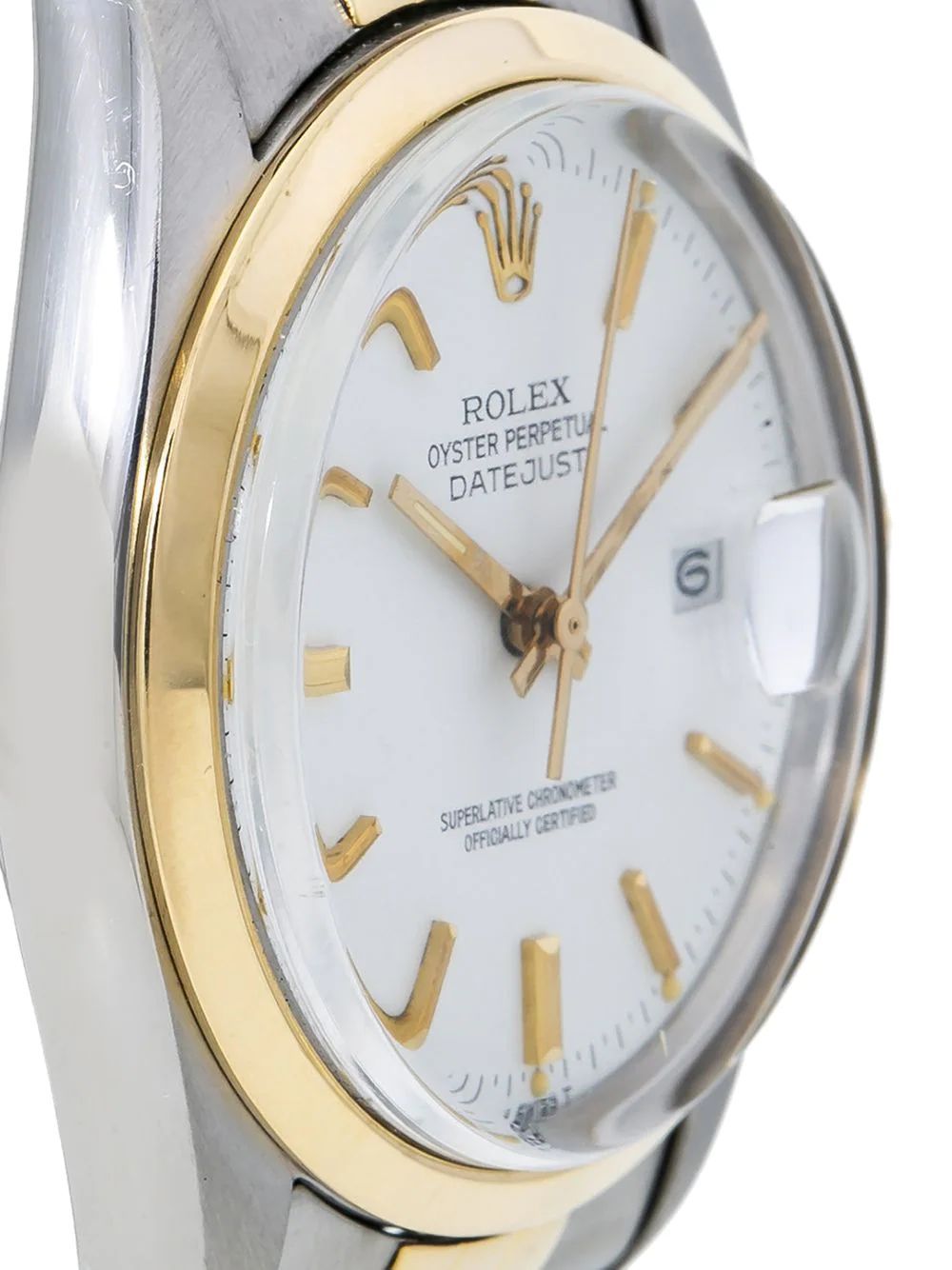 Rolex Datejust 16003 Vintage Rare White Men's Automatic Watch Two Tone 36MM