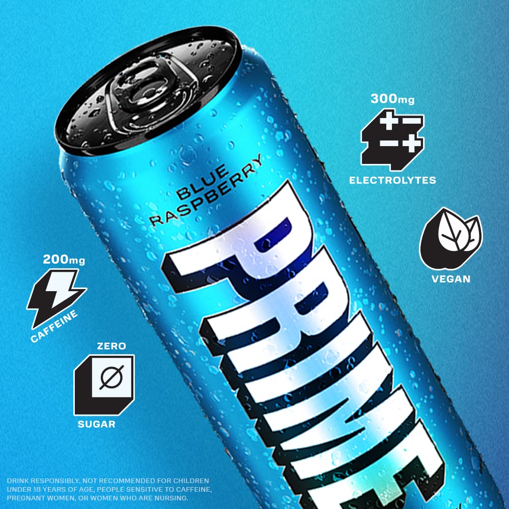 Prime Energy Drink Naturally Flavored, 200mg Caffeine, Zero Sugar, 300mg Electrolytes, Vegan, 12 Fl Oz per Can (Pack of 12)-The Supplement Haven