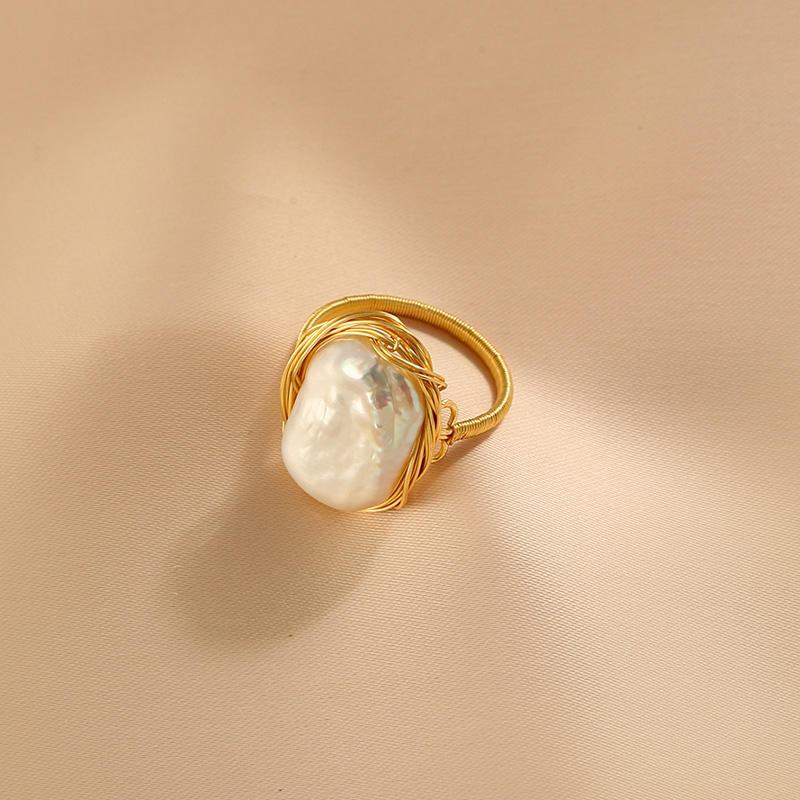 洛克異形珍珠戒指女小眾設計高級感