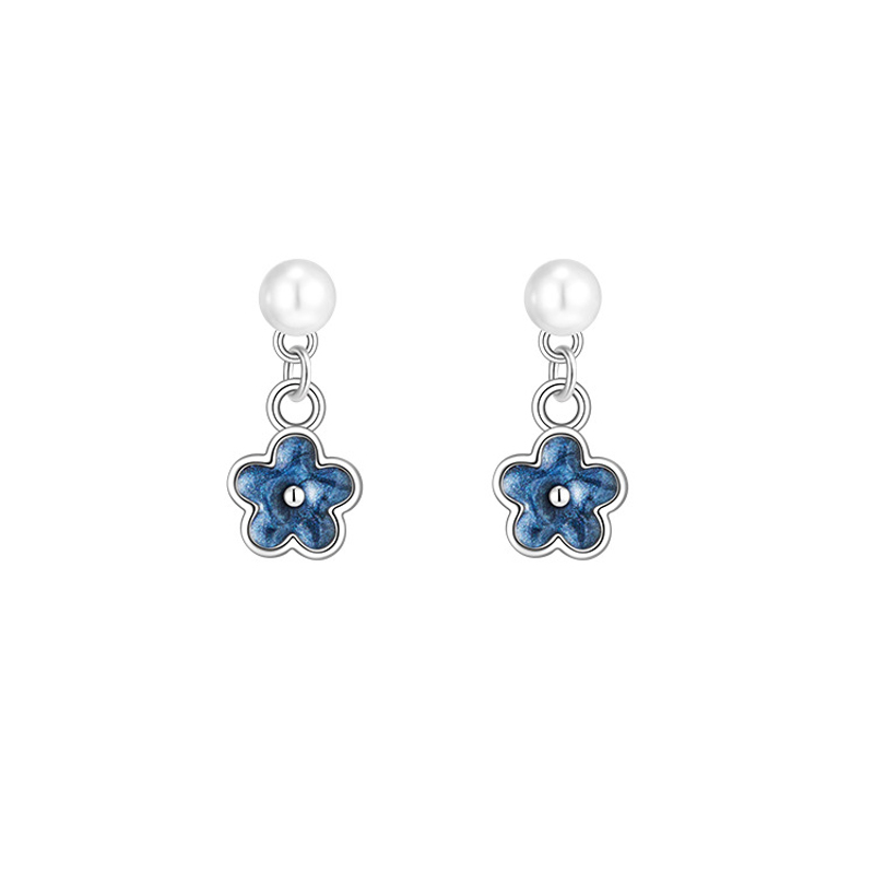 【純銀】藍色小花耳釘/Flower Earrings