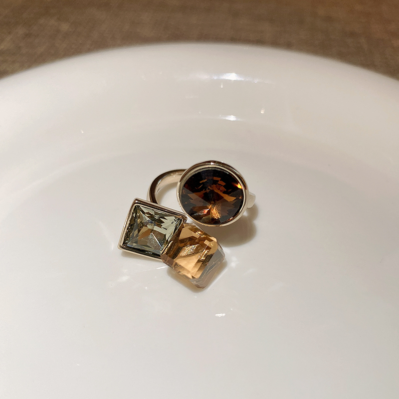 【S925純銀】幾何方塊巧克力金戒指 開口設計 適合任何手型