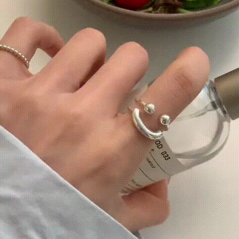 【潮流女戒|三件998】韓版S925銀小眾設計雙層笑臉圓球戒指