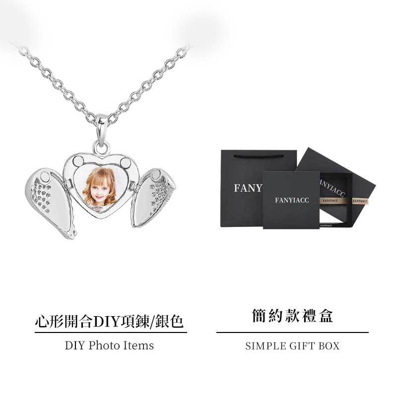 訂製款｜個性客製化創意照片 鑲鑽心形可打開設計項錬-FANYIACC