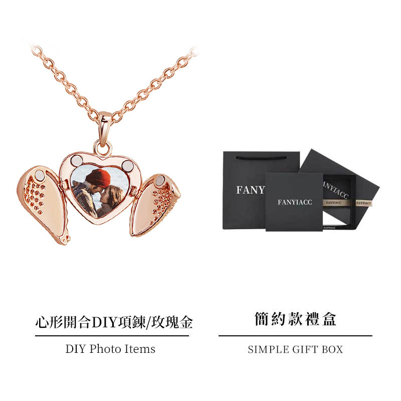 訂製款｜個性客製化創意照片 鑲鑽心形可打開設計項錬-FANYIACC