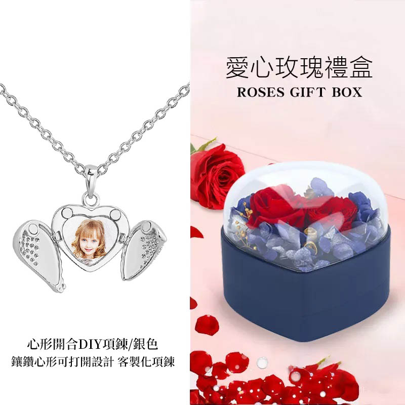 訂製款｜個性客製化創意照片 鑲鑽心形可打開設計項錬-FANYIACC