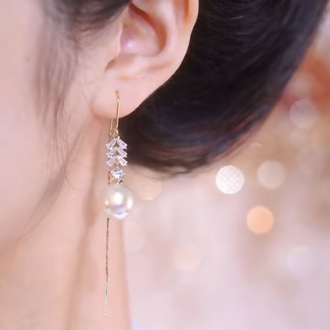 白色珍珠耳線 耳環-FANYIACC