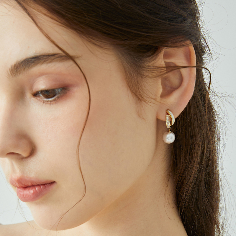 氣質雙層貝珠珍珠耳環-FANYIACC