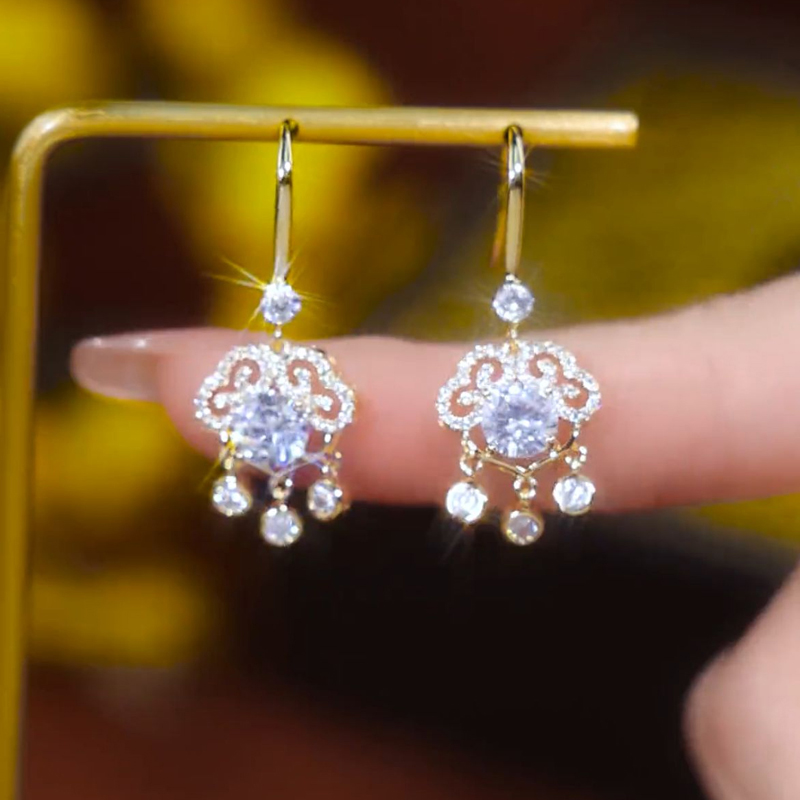 新款如意鎖流蘇耳環-FANYIACC