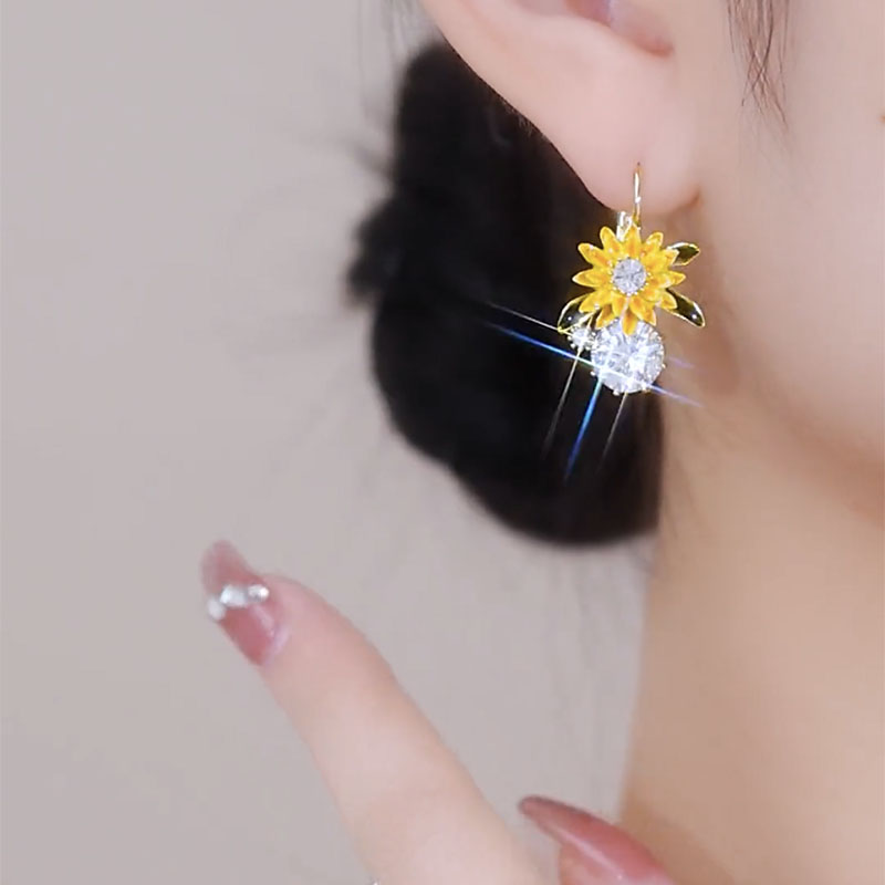 超閃黃色向日葵花朵耳環-FANYIACC