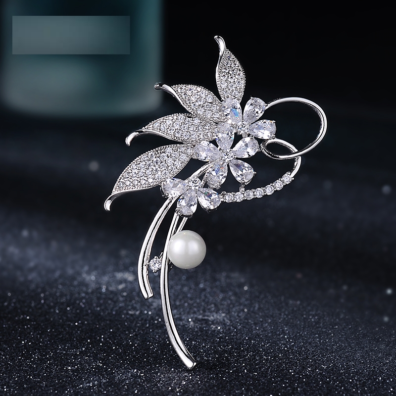 七彩色花朵 五瓣花葉子胸針-FANYIACC