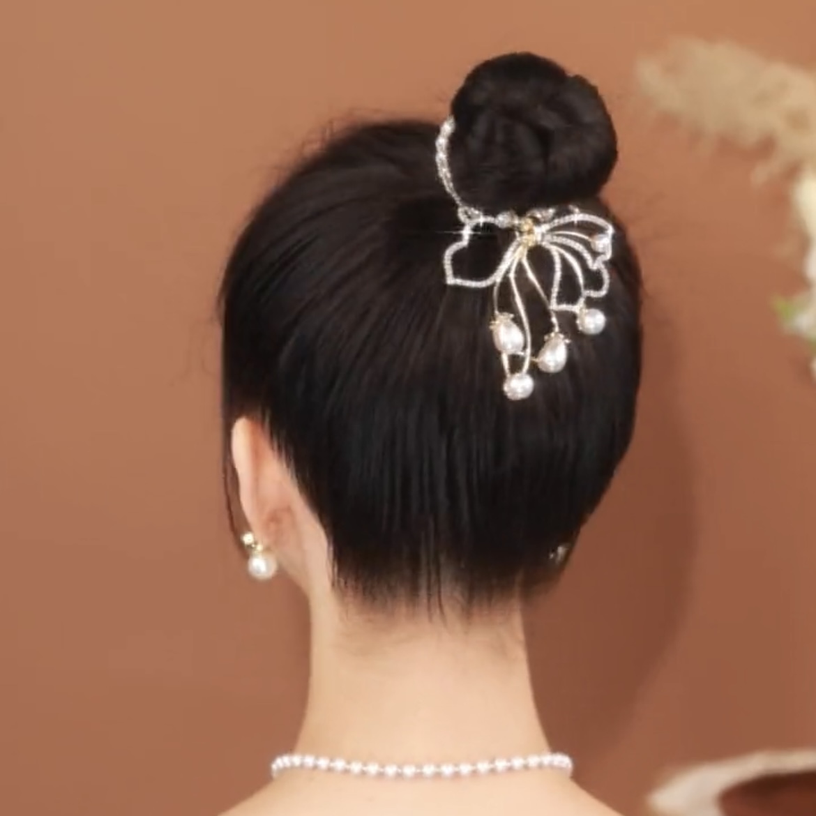 氣質丸子頭蝴蝶結髮夾-FANYIACC