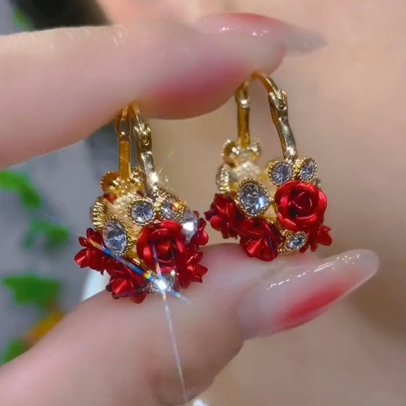 時尚玫瑰花耳環-FANYIACC