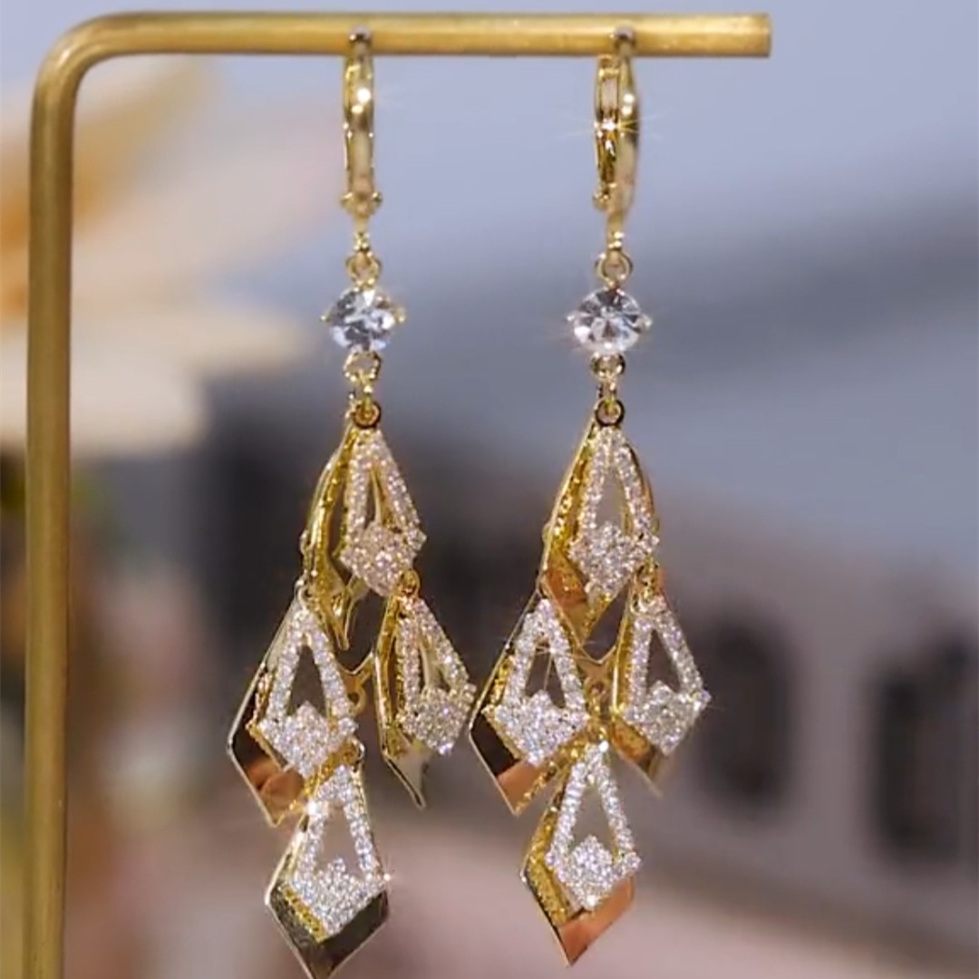 四片菱形水滴耳環-FANYIACC