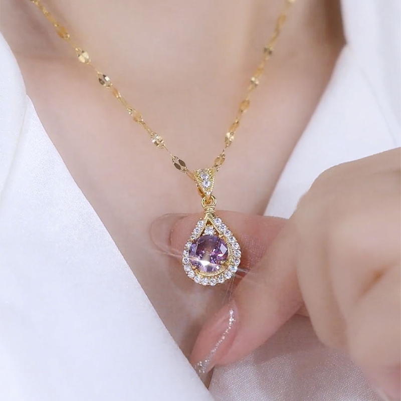 紫色鋯石黃金項錬