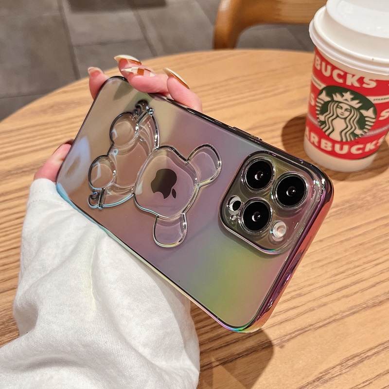 適用透明立體暴力熊蘋果保護殼iphone