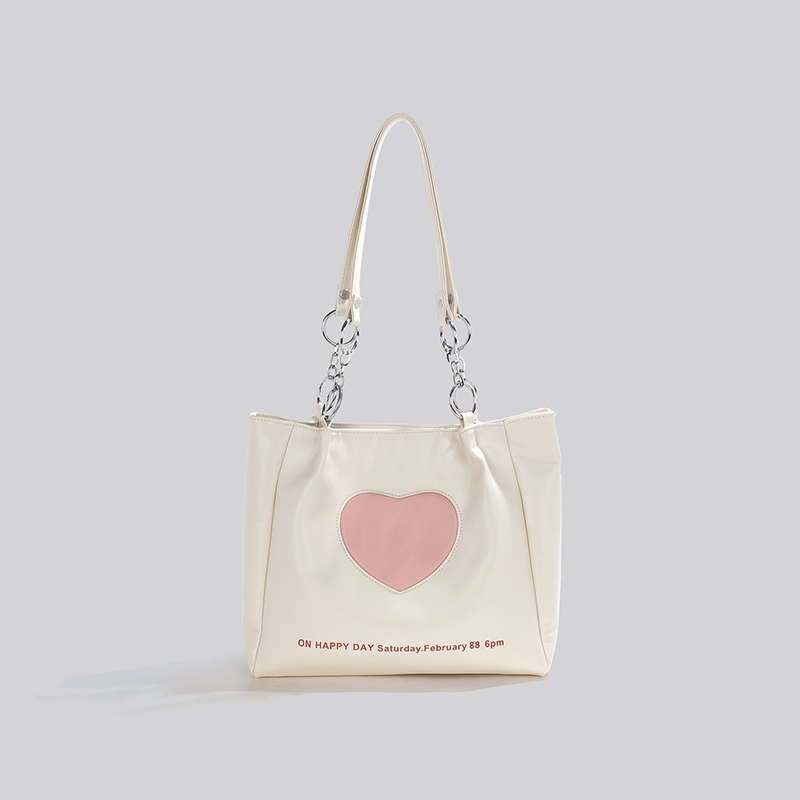 新款法式愛心 大容量托特包      白色愛心款