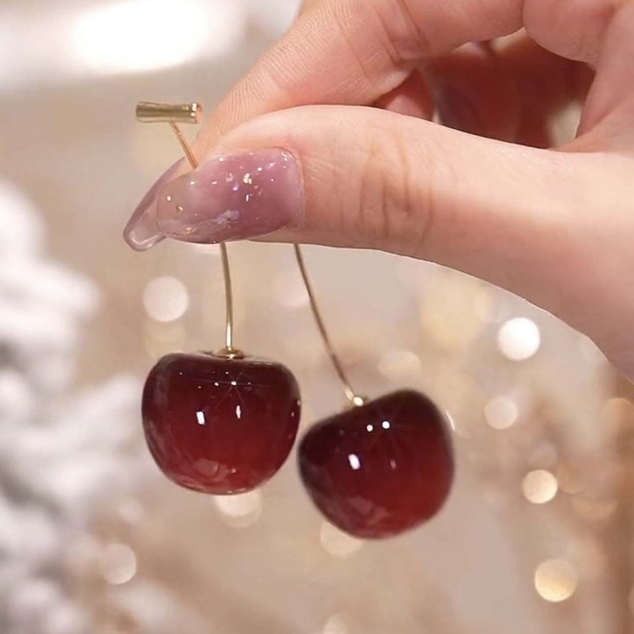 可可愛愛 大櫻桃耳環 -FANYIACC