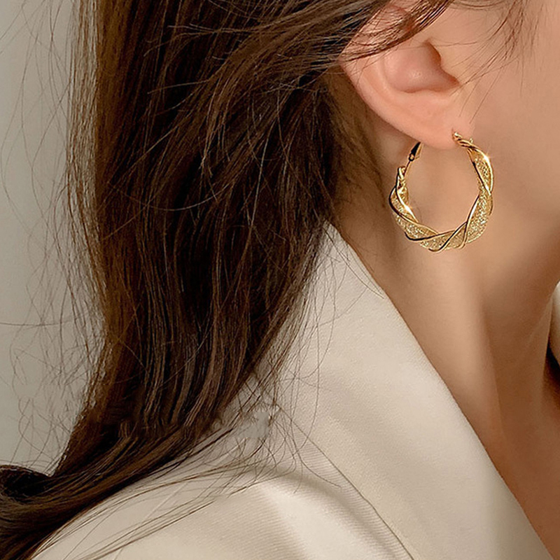 麻花圈圈金色耳環 (Earrings)-FANYIACC