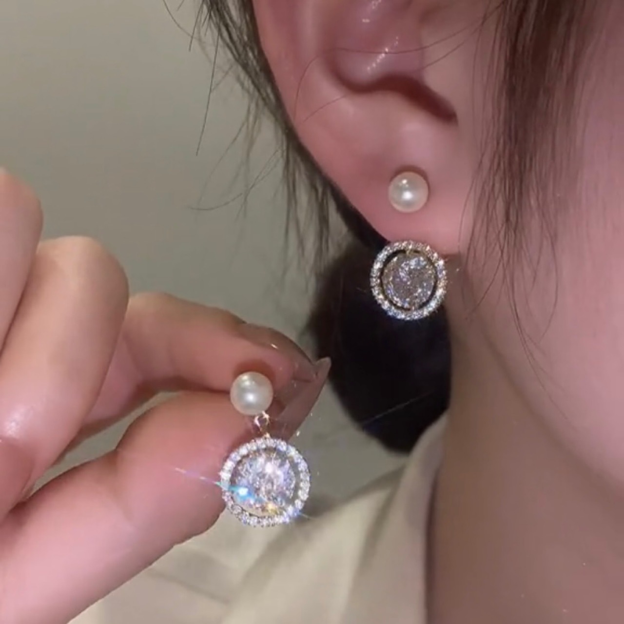 淡水珍珠滿鑽耳環 （Earrings）-FANYIACC