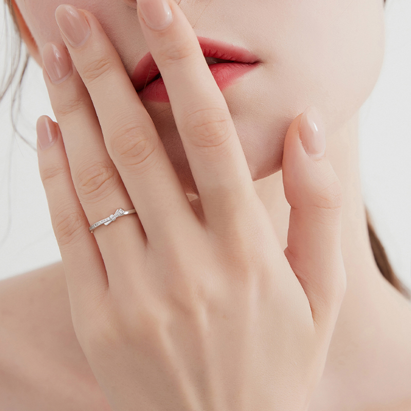 純銀蝴蝶結開口戒指-FANYIACC