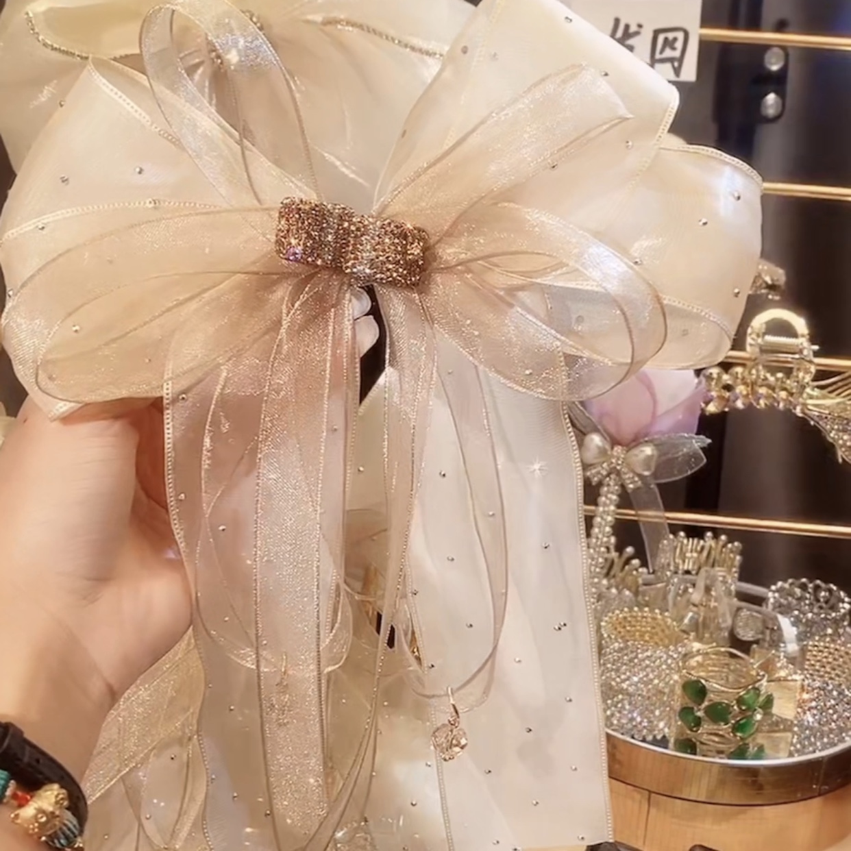 黑色蝴蝶結髮圈髮夾-FANYIACC