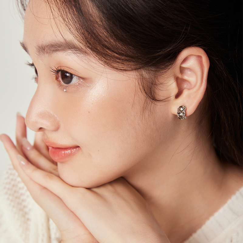 黑色鋯石C型•夾式耳環-FANYIACC