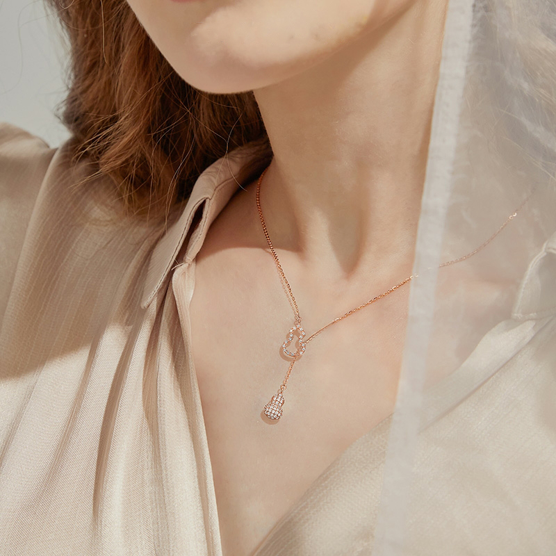 「福祿雙全」葫蘆流蘇鎖骨項錬-FANYIACC