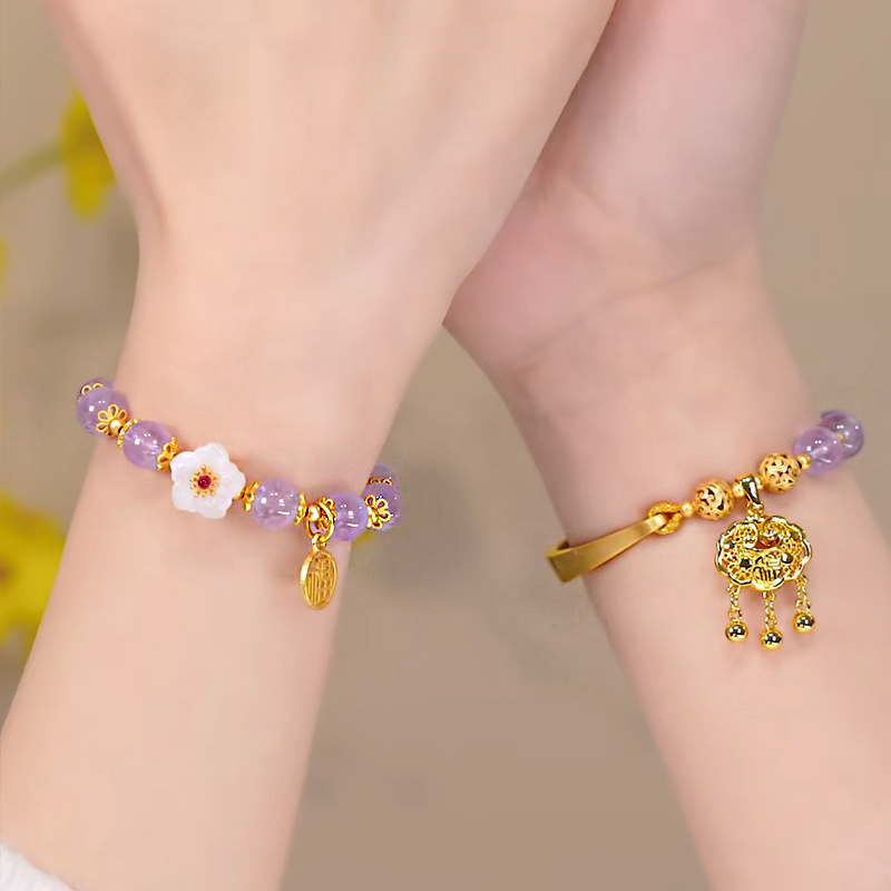 天然紫水晶桃花&蓮蓬手錬-FANYIACC