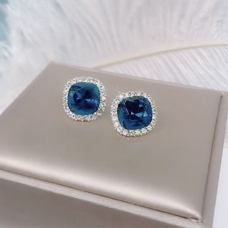 氣質藍色水晶耳環