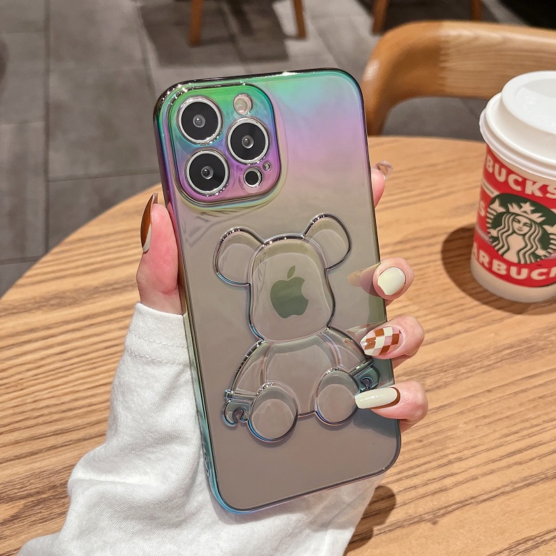 適用透明立體暴力熊蘋果保護殼iphone