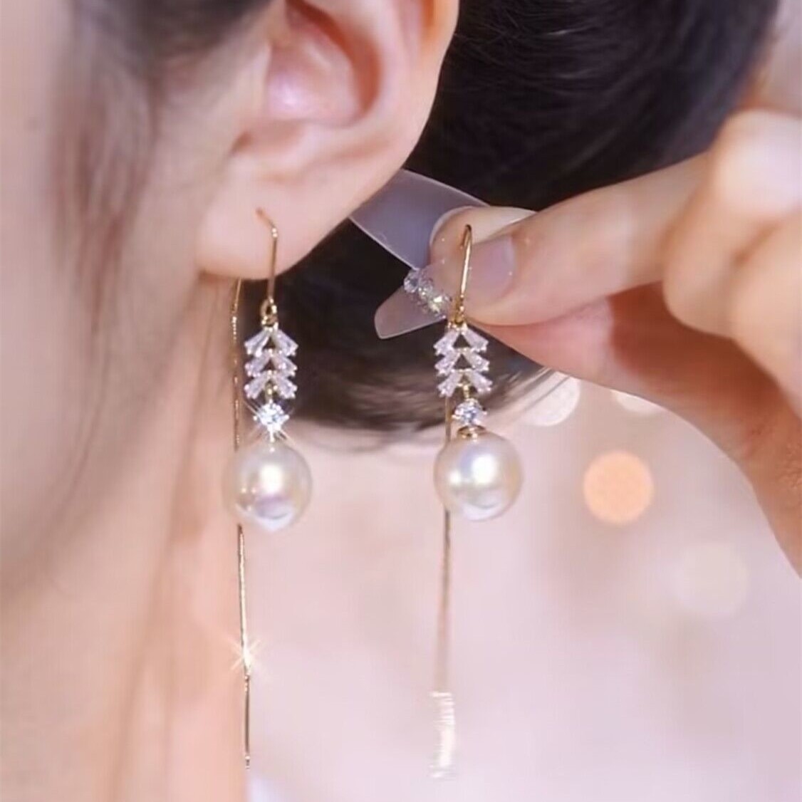 白色珍珠耳線 耳環-FANYIACC