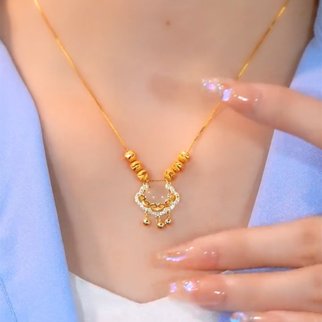 金色轉運珠平安鎖項錬-FANYIACC