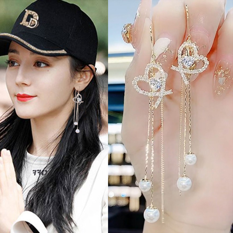 心心相印閃鑽流蘇耳環-FANYIACC