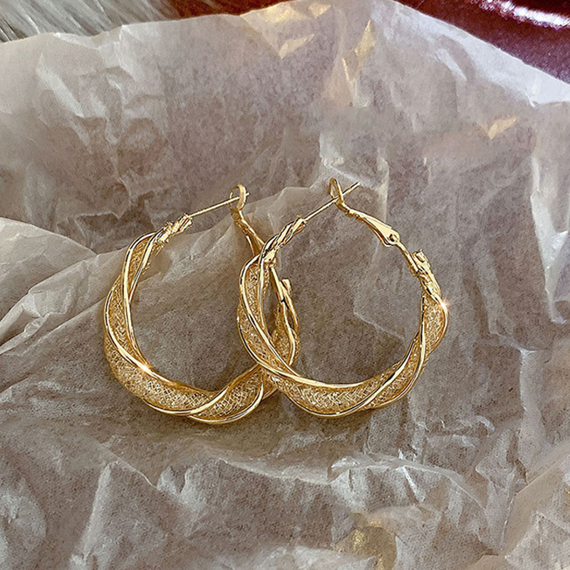 麻花圈圈金色耳環 (Earrings)-FANYIACC