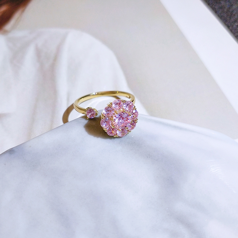 會旋轉的花朵鋯石戒指-FANYIACC