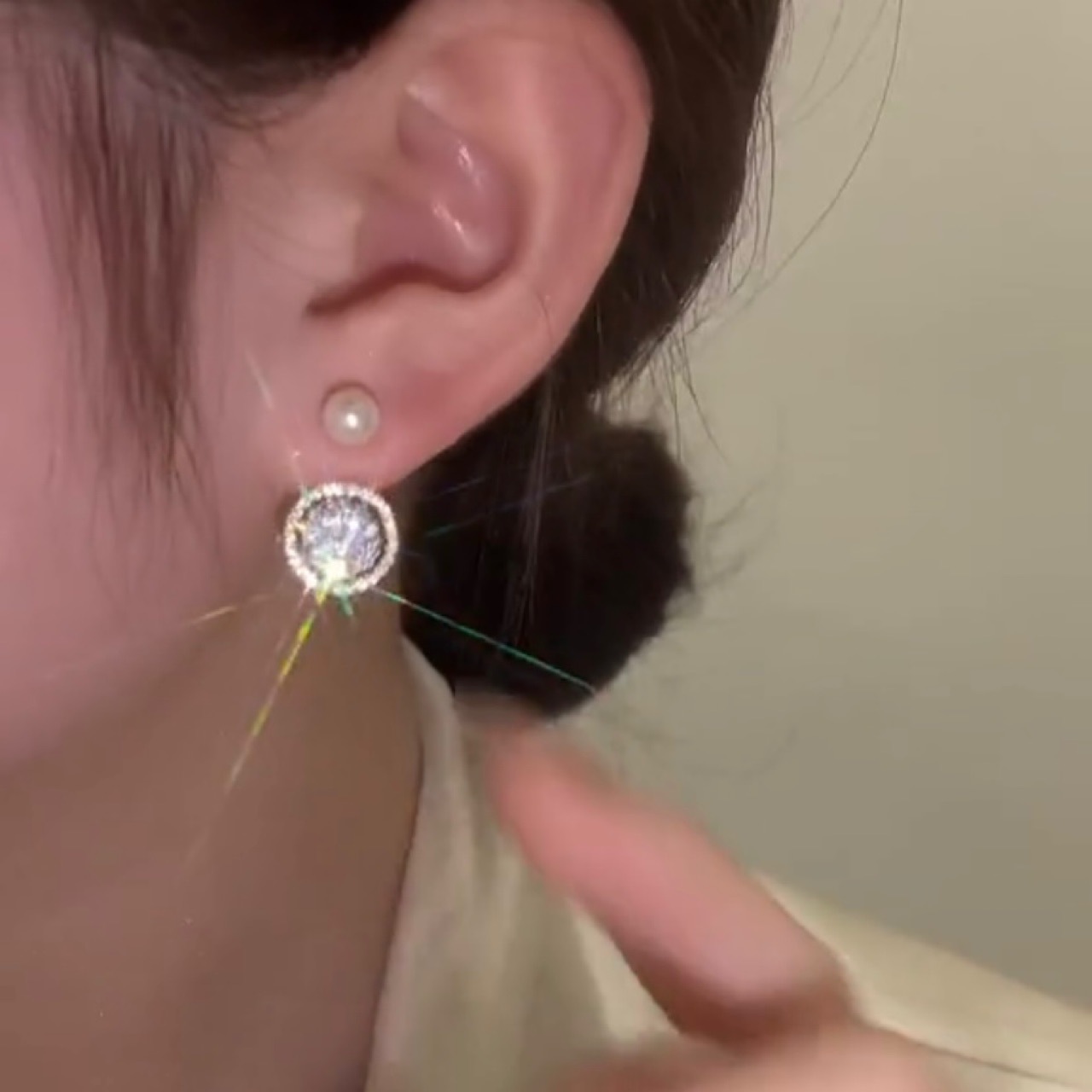 淡水珍珠滿鑽耳環 （Earrings）-FANYIACC