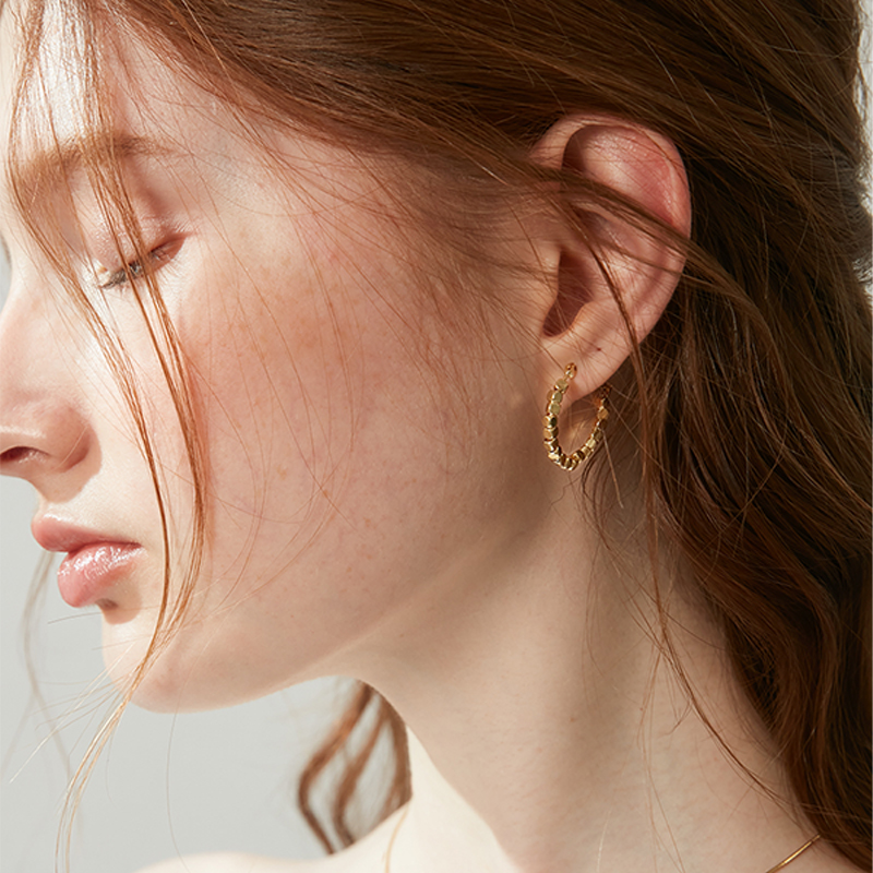 金屬小方塊圈圈耳環-FANYIACC