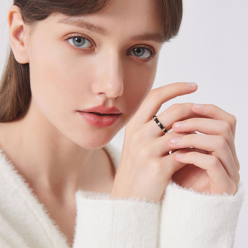 黑色編織皮繩戒指-FANYIACC