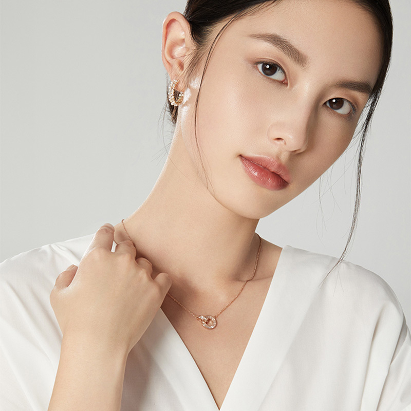 玫瑰金羅馬圓環項錬-FANYIACC