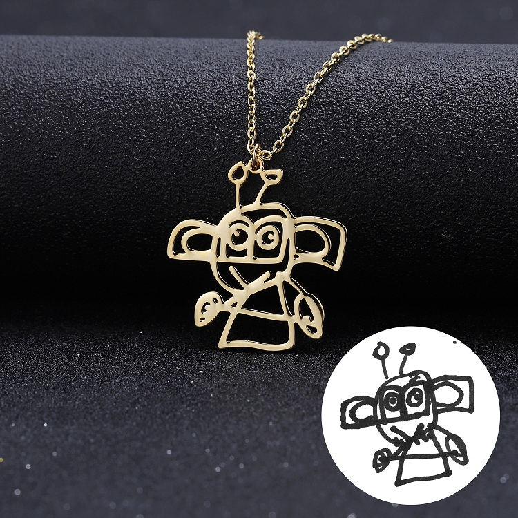 訂製款｜兒童DIY客製化 寶寶塗鴉手繪項錬鑰匙扣-FANYIACC